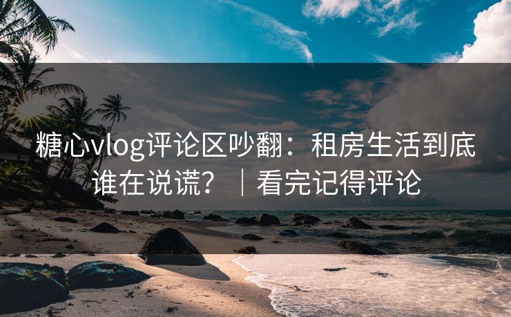 糖心vlog评论区吵翻：租房生活到底谁在说谎？｜看完记得评论