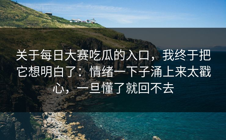 关于每日大赛吃瓜的入口，我终于把它想明白了：情绪一下子涌上来太戳心，一旦懂了就回不去